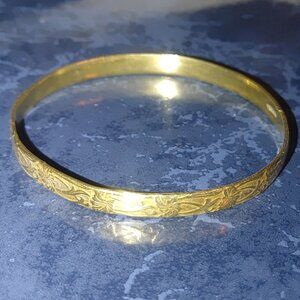 Vintage Taxco 925 Sterling Silver Brass Gold Tone Floral Flower Bangle Bracelet